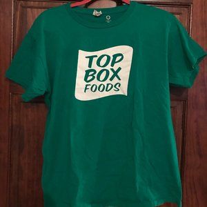 Kelly green Top Box Foods t shirt, men's size M